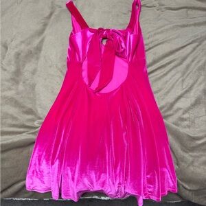 Pink velour dress from Lucy in the sky.